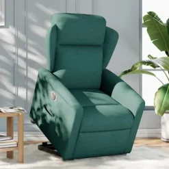 vidaXL Fåtöljer>Elektrisk reclinerfåtölj med uppresningshjälp mörkgrön tyg