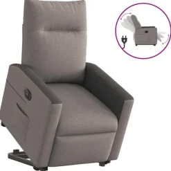 vidaXL Fåtöljer>Elektrisk reclinerfåtölj med uppresningshjälp taupe tyg