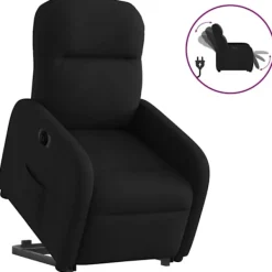 vidaXL Fåtöljer>Elektrisk reclinerfåtölj med uppresningshjälp svart tyg