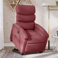 vidaXL Fåtöljer>Elektrisk reclinerfåtölj med uppresningshjälp vinröd tyg