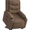 vidaXL Fåtöljer>Elektrisk reclinerfåtölj med uppresningshjälp brun tyg