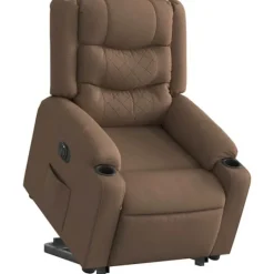 vidaXL Fåtöljer>Elektrisk reclinerfåtölj med uppresningshjälp brun tyg