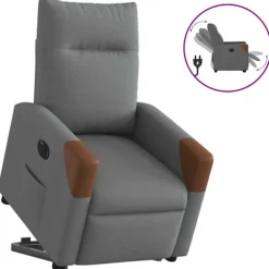 vidaXL Fåtöljer>Elektrisk reclinerfåtölj med uppresningshjälp mörkgrå tyg