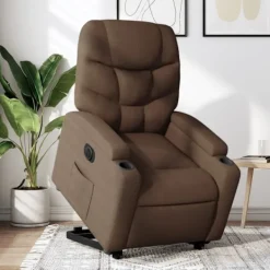 vidaXL Fåtöljer>Elektrisk reclinerfåtölj med uppresningshjälp brun tyg