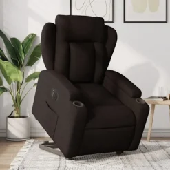 vidaXL Fåtöljer>Elektrisk reclinerfåtölj med uppresningshjälp brun tyg