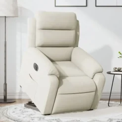 vidaXL Fåtöljer>Elektrisk reclinerfåtölj med uppresningshjälp gräddvit sammet