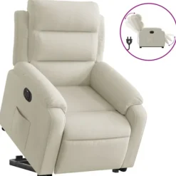 vidaXL Fåtöljer>Elektrisk reclinerfåtölj med uppresningshjälp gräddvit sammet