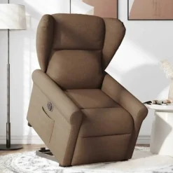 vidaXL Fåtöljer>Elektrisk reclinerfåtölj med uppresningshjälp brun tyg