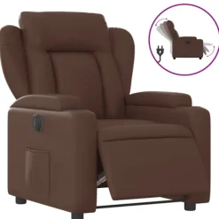 vidaXL Fåtöljer>Elektronisk reclinerfåtölj brun konstläder
