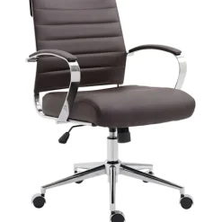 BellaFurn Kontorsmöbler>Ergonomisk kontorsstol, kontorsstol - Justerbar komfort, Chrome -look -ram | Material: Artificial Leather Color: Brown