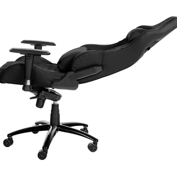 BellaFurn Kontorsmöbler>Exklusivt läderkontorstol - Ergonomisk - trompetfunktion - Metallram | Färg: Svart