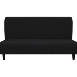 Soffor>Fleece Stretch Sofföverdrag – Spandex Halkfritt Mjukt Soffskydd, med Elastisk Botten för Barn, Husdjur (Futon, Svart)