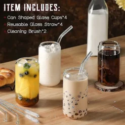 Matgrupper>Flkwoh Dricksglas med Glasstrå 4-pack - 47 cl Burkformad G Hk