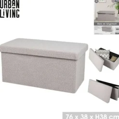URBAN LIVING Kistor & Koffertar>Fällbar förvaringsbänk i plysch "Kube" - Grå - L 76 x P 37,5 x H 37,5 cm