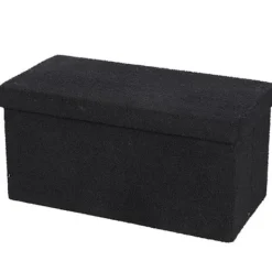 URBAN LIVING Kistor & Koffertar>Fällbar förvaringsbänk i plysch "Kube" - Svart - L 76 x P 37,5 x H 37,5 cm