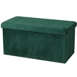 URBAN LIVING Kistor & Koffertar>Fällbar förvaringsbänk i sammet "Kube" - Grön - L 76 x P 37,5 x H 37,5 c