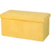 URBAN LIVING Kistor & Koffertar>Fällbar förvaringsbänk i sammet "Kube" - Gul - L 76 x P 37,5 x H 37,5 c