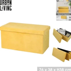 URBAN LIVING Kistor & Koffertar>Fällbar förvaringsbänk i sammet "Kube" - Gul - L 76 x P 37,5 x H 37,5 c