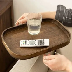 Småbord>Fällbar soffbricka i trä, robust soffarmstödsbricka, robust soffarmstödsbord för mat, dryck och snacks