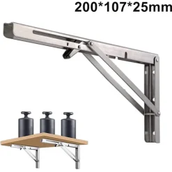 Xuigort Hyllor>Fällbara hyllkonsoler i rostfritt stål, kraftiga, för gör-det-själv-väggmontering, utrymmesbesparande för arbetsbänk, 2-pack