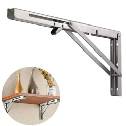 Xuigort Hyllor>Fällbara hyllkonsoler i rostfritt stål, kraftiga, för gör-det-själv-väggmontering, utrymmesbesparande för arbetsbänk, 2-pack