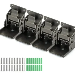 Balkongmöbler>Fällbara konsoler Tunga 90 graders självlåsande gångjärn för bordsben, vägg hylla, 330 pund vardera, 4-pack (Gunblack)