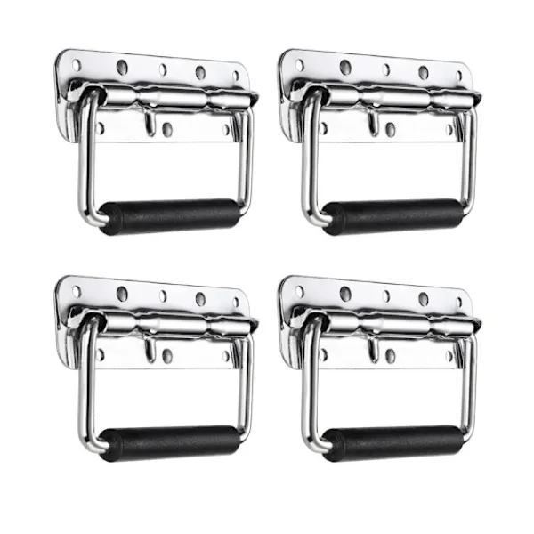 Kistor & Koffertar>Fällbara lådhandtag, 2 st rostfria handtag med fjäderbelastning och gummigrepp för förvaringslådor