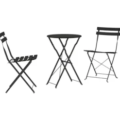 vidaXL Balkongmöbler>Fällbart bistroset 3 pcs Antracit Stål