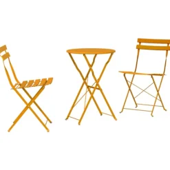 vidaXL Balkongmöbler>Fällbart bistroset 3 pcs Senapsgul Stål
