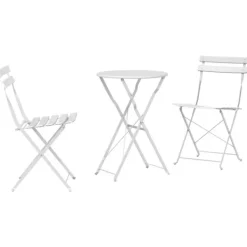 vidaXL Balkongmöbler>Fällbart bistroset 3 pcs Vit Stål