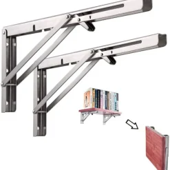 Balkongmöbler>Fällbart fäste, 2 st Fällbara hyllfästen i rostfritt stål, Fällbart fäste, Fäste, Väggmonterad fällbar hylla för vägghylla bord bänk