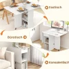 Northix Matbord>Fällbart matbord med 2 hjul, mobilt hopfällbart bord, matsalsbord med 2-vånings förvaringsutrymme och låda, vit