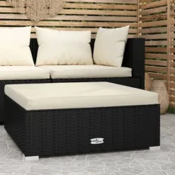 vidaXL Sittpuffar>Fotpall med dyna konstrotting svart 70x70x30 cm