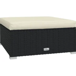 vidaXL Sittpuffar>Fotpall med dyna konstrotting svart 70x70x30 cm