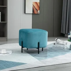 Northio Pallar>Fotpall Vadderat Fotstöd Av Polyester Och Stålskum Turkos 44,5 X 44,5 X 41,5 Cm