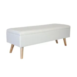 Northix Kistor & Koffertar>Förvaringsbänk i linne med träben – Klädd sits