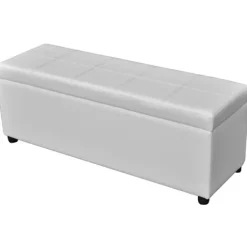 vidaXL Kistor & Koffertar>Förvaringsbänk lång trä vit