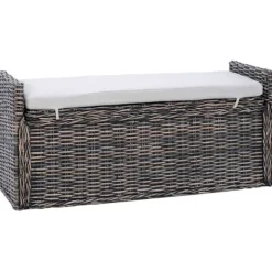 vidaXL Kistor & Koffertar>Förvaringsbänk med kudde Svart tvätt 110 x 40 x 50 cm Rotting