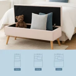 Northix Kistor & Koffertar>Förvaringsbänk med linneklädsel, träben