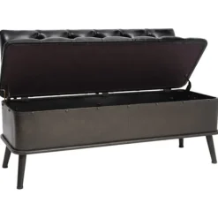 vidaXL Kistor & Koffertar>Förvaringsbänk med ryggstöd 110 cm svart konstläder