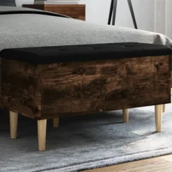 vidaXL Balkongmöbler>Förvaringsbänk rökfärgad ek 82x42x46 cm konstruerat trä