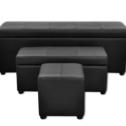 vidaXL Kistor & Koffertar>Förvaringsbänkar 3 st konstläder svart