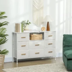 Northio Byråer>Förvaringsbyrå med 8 tyglådor, stålram, krämfärgad