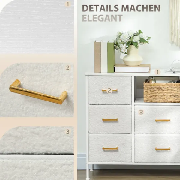 Northio Byråer>Förvaringsbyrå med 8 tyglådor, stålram, krämfärgad