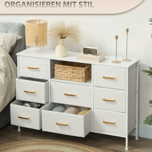 Northio Byråer>Förvaringsbyrå med 8 tyglådor, stålram, krämfärgad