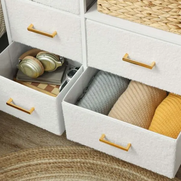 Northio Byråer>Förvaringsbyrå med 8 tyglådor, stålram, krämfärgad