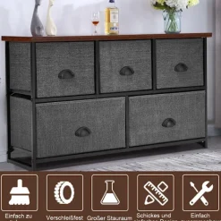 Northix Byråer>Förvaringsenhet med 5 lådor Horisontell kubförvaringslåda 100 x 30 x 53,5 cm