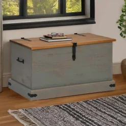 vidaXL Kistor & Koffertar>Förvaringskista HALDEN grå 91x48x47 cm massiv trä furu