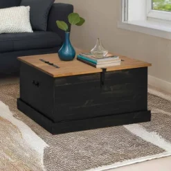 vidaXL Kistor & Koffertar>Förvaringskista HALDEN svart 91x91x47 cm massiv trä furu