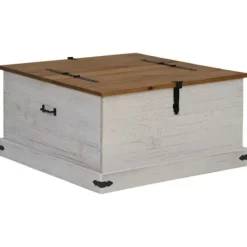 vidaXL Kistor & Koffertar>Förvaringskista HALDEN vit 91x91x47 cm massiv trä furu